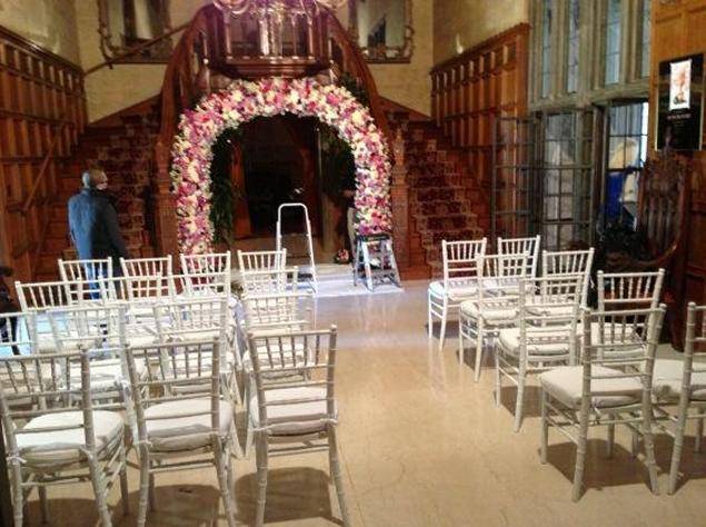 Pink Rose Archway at Hugh Hefner Wedding at Play Boy Mansion