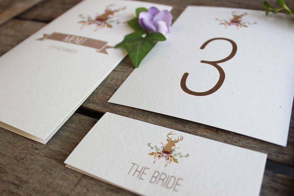 Ivy Ellen launch new stationery collection Ivy Ellens Fauna Wedding Stationery Flat Lay Angle